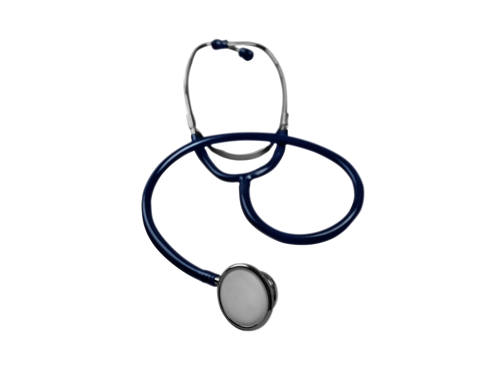Estetoscopio azul con auriculares y diafragma para auscultación médica